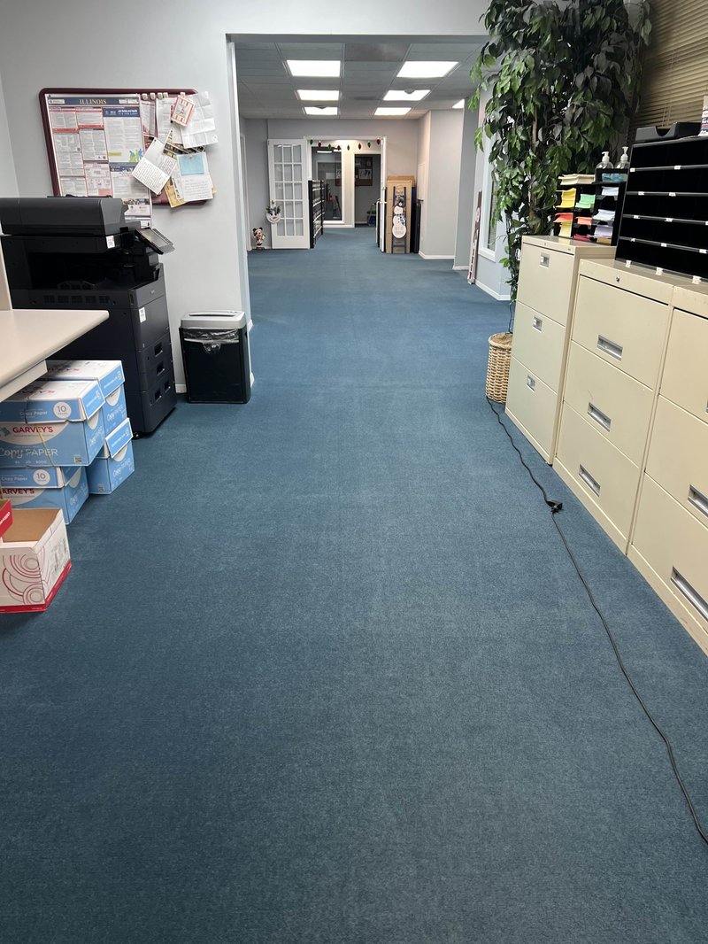 Clean office hallway